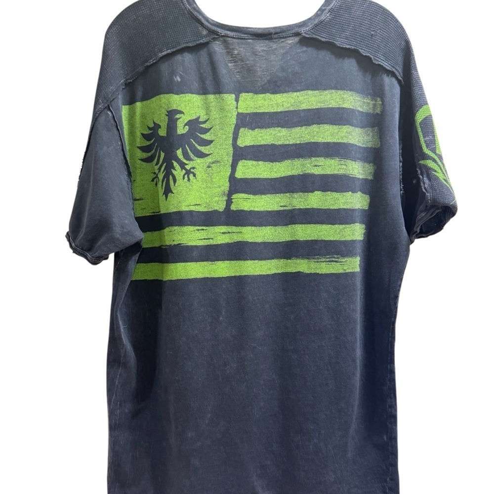 Affliction Men's Graphic Tee Neon Green Skull Wings
